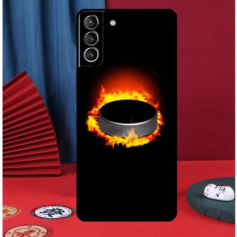 Ice Hockey Puck Phone Case For Samsung Galaxy S25 Ultra S9 S10 S20 S21 FE S22 S23 Plus S24 Ultra Back Cover