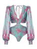 2026 Women's European & American Plus Size Long Sleeve One-Piece Bikini