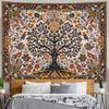 Tapeçaria Vintage Árvore da Vida, Pendente de Parede Botânico com Pássaros Florais Boho, Tapeçaria Étnica de Flores para Decoração de Casa, Quarto, Dormitório
