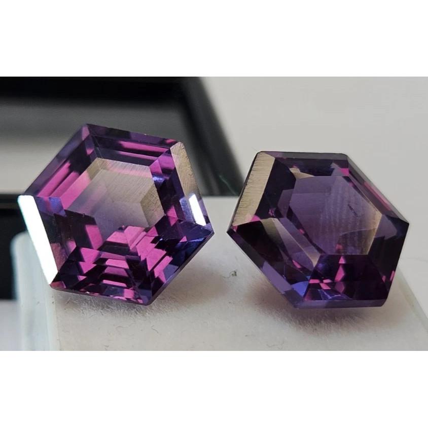 Alexandrite Color Changing Natural 21-22 Ct Hexagon Cut Pair Stunning Gemstone