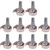 Artibetter 10pcs B50k Bass Pots Potentiometer Long Knurled Split Shaft Audio Taper Low Friction for Guitar Bass Parts Full Size