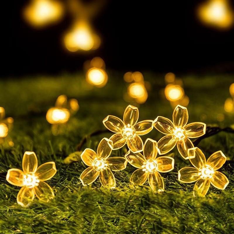 Solar LED Cherry Blossom String Lights for Outdoor Christmas Décor
