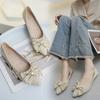 2025 Summer New Lace Bow Cool Slippers Female Pointed Flat Bottom Outer Wear Slippers Versatile Fairy Style Women's Shoes