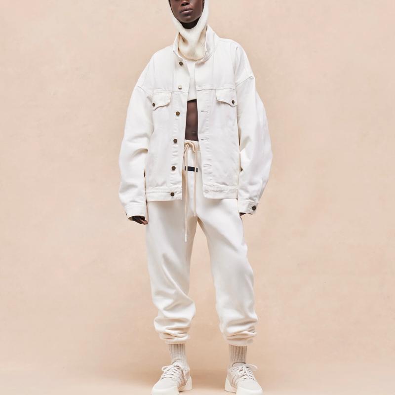 Fear of God Essentials Denim Jacket Cloud Dancer Men Outerwear Cream 202BT234271F