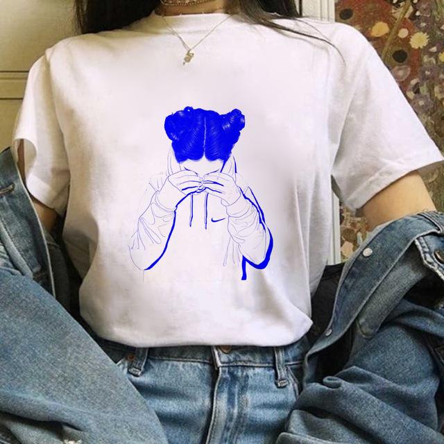 Zogankin Harajuku T Shirt Women Fun Spoof Tops Tee Japnese Anmie Character Print T Shirt 90S