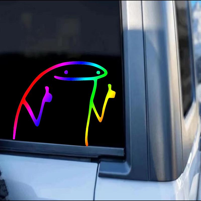Reflective Car Stickers Thumbs Up Stickers Cartoon Characters Car Stickers Line Pull Glass Car Stickers