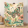 1pc Flannel Blanket Butterfly And Floral Elements Soft Comfortable And Warm This Nap Blanket/Sofa Blanket Is Suitable for All Seas