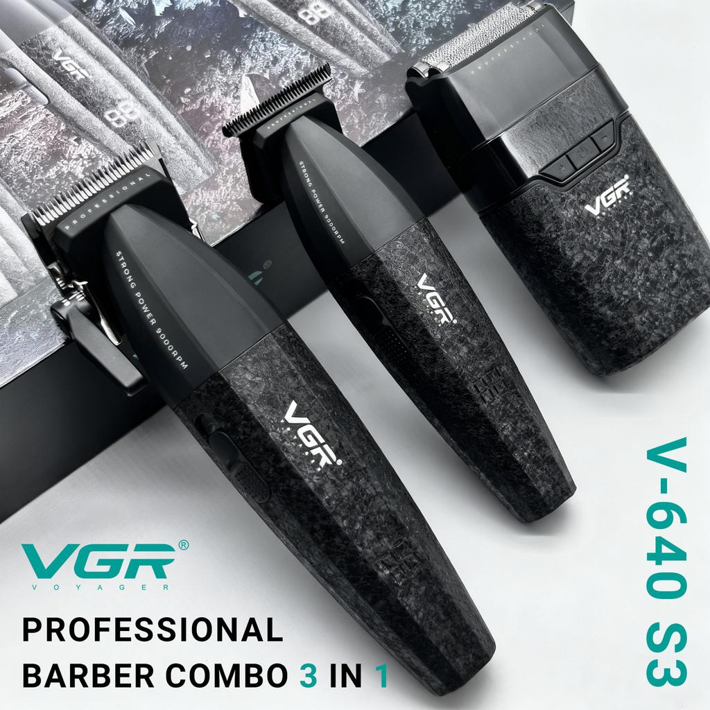VGR V-640 S3 Hair Trimmer Professional Hair Cutting Machine Electric Shaver Cordless Barber Clipper Rechargeable Trimmer Digital Display LED Shaver