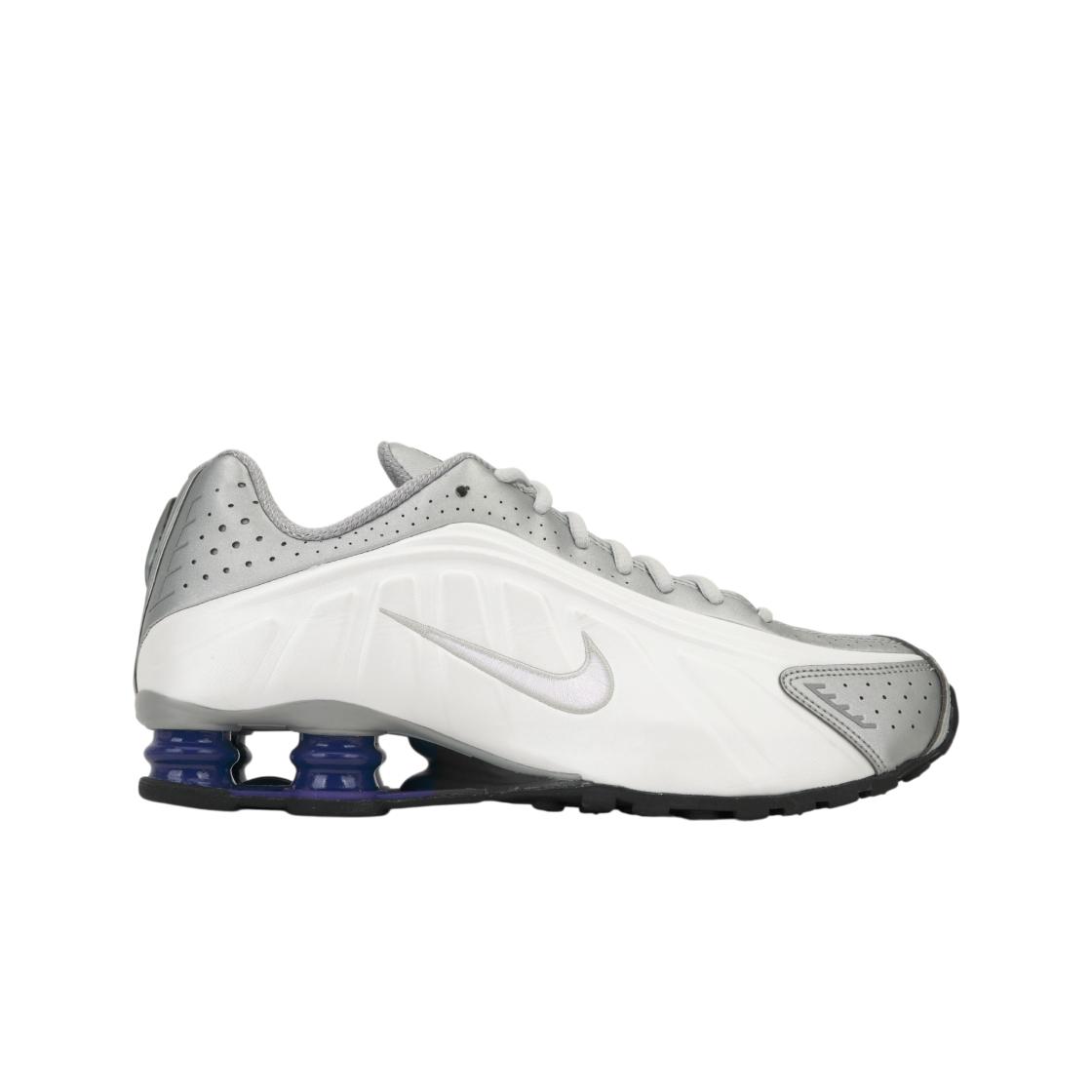 Мужские кроссовки Nike Shox R4 Металлический серебристый Глубокий королевский синий Белый HQ1988-102