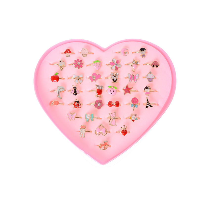 

2Pcs Fashion Adjustable Kids Sweet Alloy Rings Children Costume Jewelry Toy Gift 0