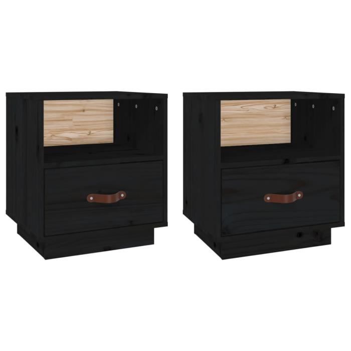 VidaXL Bedside Tables 2 Pcs Black 40x34x45 Cm Solid Pine Wood818304
