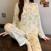 Womens Cute Cartoon Pajamas Set Long Sleeve Loose Loungewear Students Home Wear