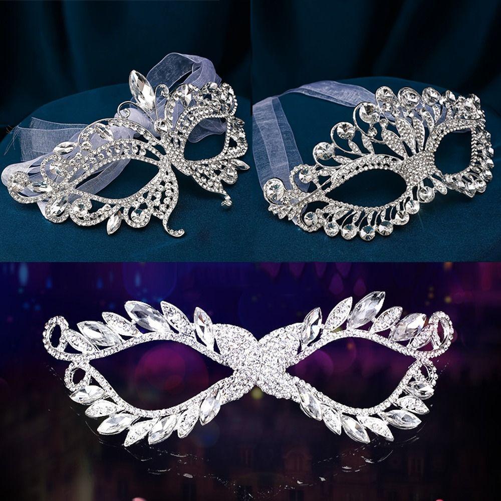 Rhinestone Rhinestone Face Mask Half Face Hollow Eye Mask Luxury Masquerade Mask Wedding Party