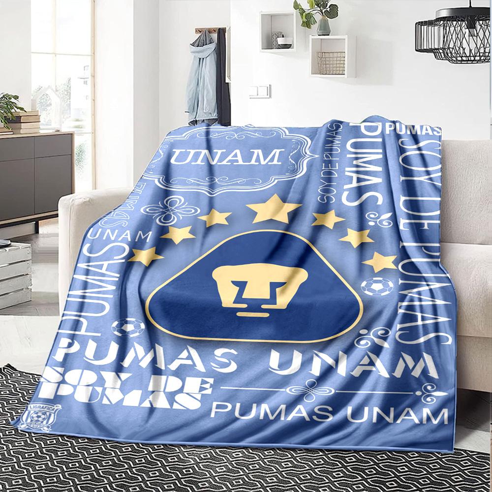 Pumas UNAM Print Flannel Blanket High Quality Warm Comfortable Cover for All Seasons Perfect for Gifts Home Decor