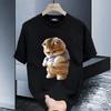 American Style Handsome Pure Cotton Short Sleeved Fun Cat Pure Cotton Printed Unisexs And Unisexs Fashionable Casual Tshirt