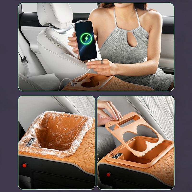 10-in-1 Multifunctional Car Armrest Storage Box Superior Sporty Heightening Pad Usb Charging Port With Starry Atmosphere Lamp