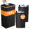 Foldable Bamboo Storage Bin with Lid for Kitchen Recycling