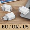 Qualcomm QC3.0 3-Port USB Fast Charger - UK/EU/US Compatible