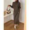 Simple temperament long style with coat knitted primer dress women's loose and lazy inside with turtleneck sweater skirt
