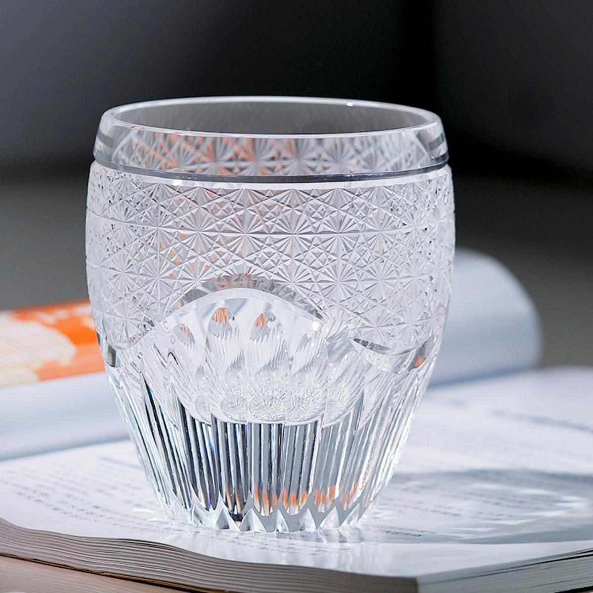 Traditional Japanese Style Edo Kiriko  K9 Crystal Glass Bar Tumbler With Gift Box