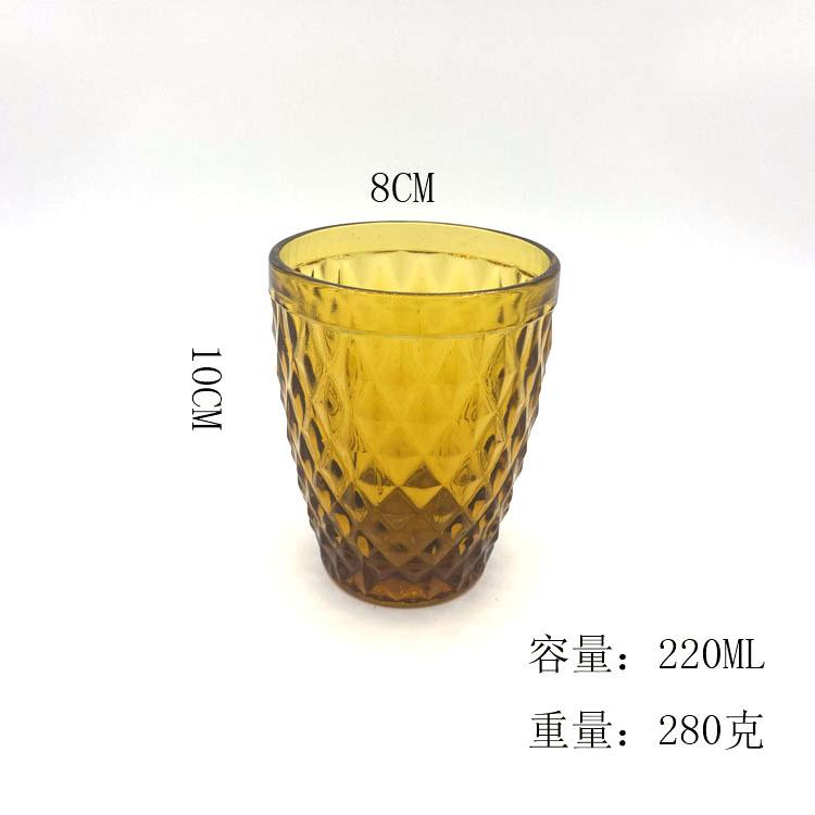 1 Stück 240ml 8oz Vintage Geprägtes Farbiges Seiten Glas Whiskey Wasser Glasbecher Schweres Dickes Glaswaren Becher