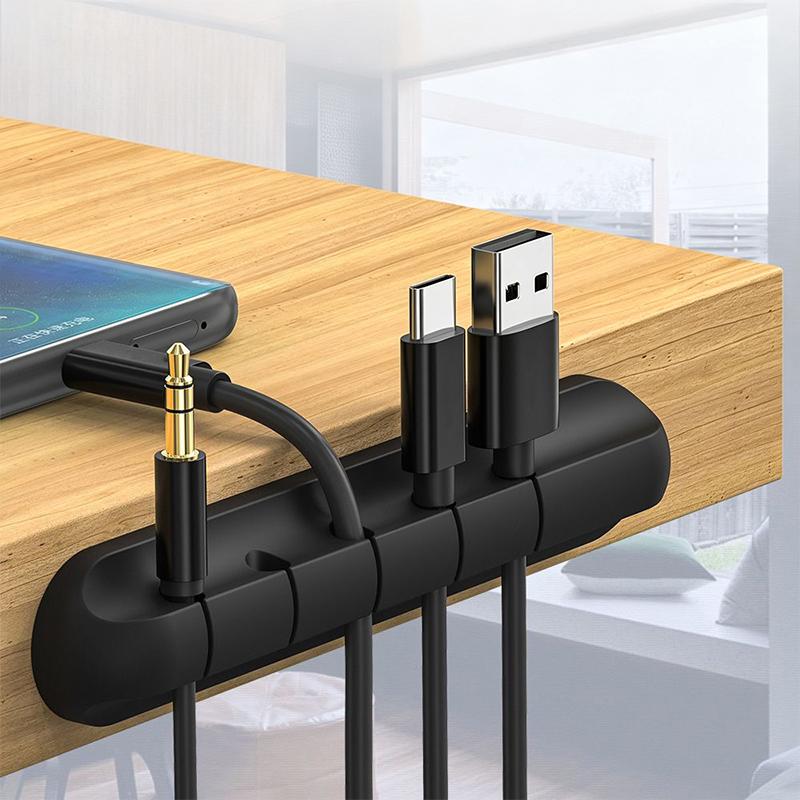 3Pcs Usb Cable Clip Winder Organizer Round Charger Cord Clips Desk Tidy Management Wire Adhesive Holder Clamp In Home Office