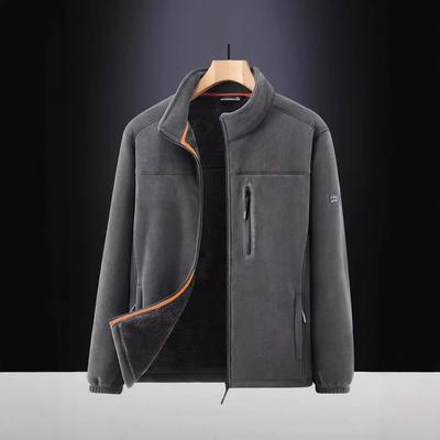 New Autumn and Winter Men's Outdoor Fleece Thickened Autumn and Winter Fleece Jacket Casual Stand-up Collar