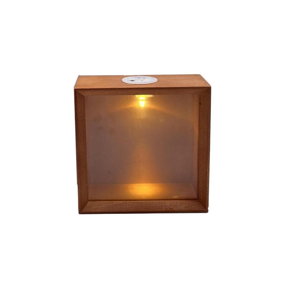 Decorative Display Case with Led Light Handmade 3D Picture Frame Wood DIY Nightlight  Tabletop