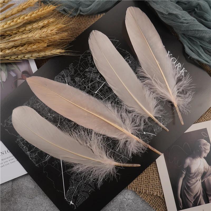 15-20cm Hard Stick Goose Feathers Natural Swan Pluma Handicraft Accessories Colorful Dream Catcher Feather Decoration