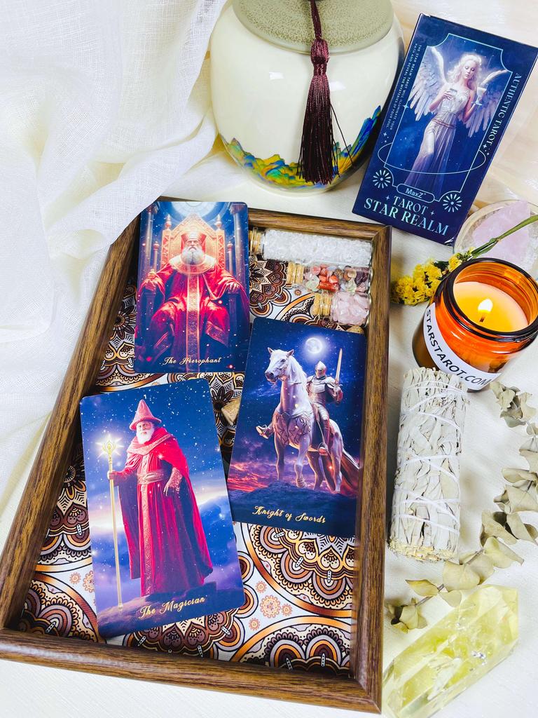 Star Realm Tarot Deck Original 78 Cards 400g Paper Rider Waite Smith Cosmic Angelic Divination Oracle Beginner 12x7cm PDF Guide
