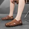 Men Outdoor Hiking Sandals Handmade Flats Black Summer Roman Sandals Retro Wide Leather Beach Shoes Over Sized