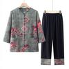 Grandma's Summer Clothing Set: Plus Size Mid-Sleeve Shirt for Middle-Aged and Elderly Women – Casual Spring Outfit for Mom