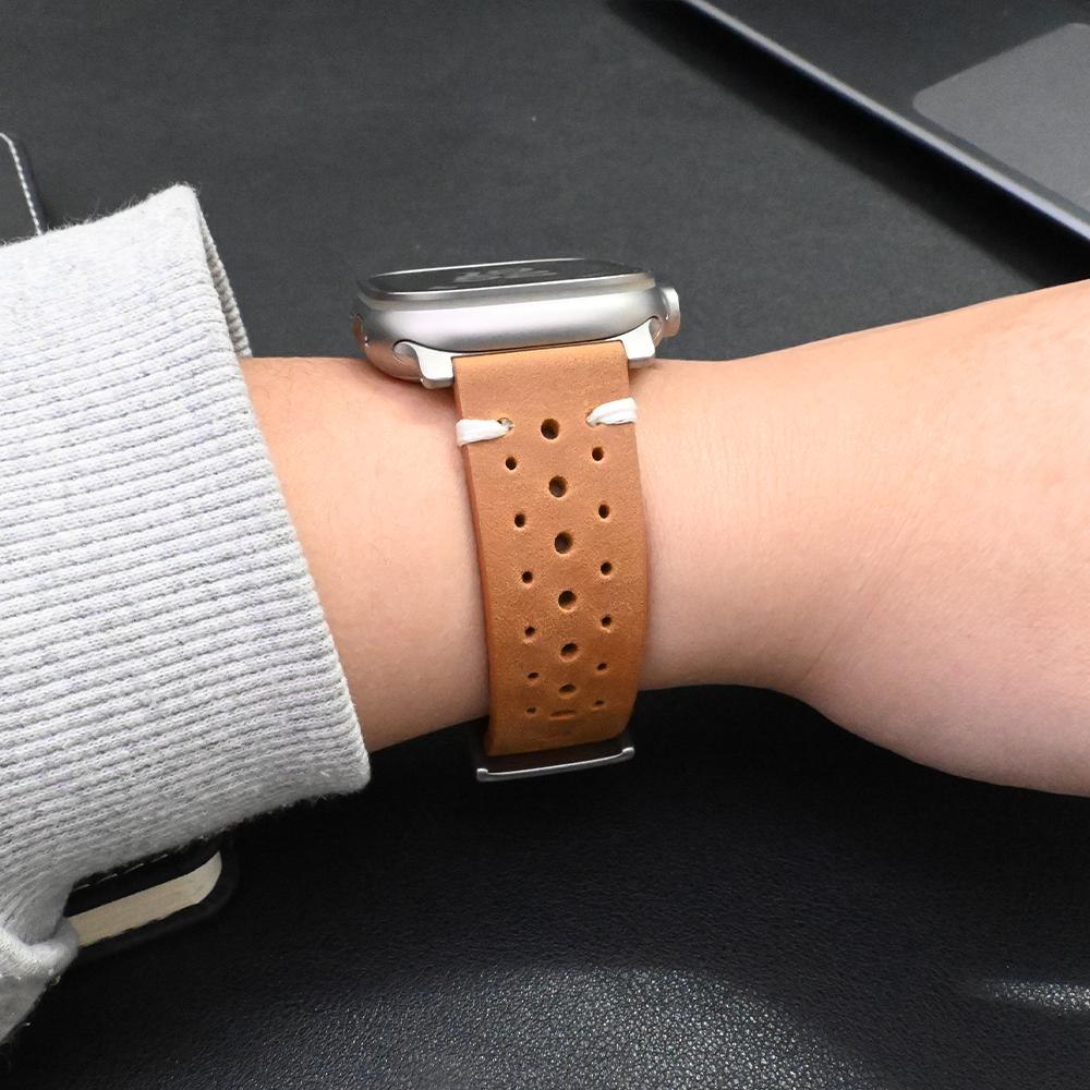 Echtes Lederarmband für Apple Watch Ultra 3 2 1 49mm Serie 11 10 46mm 9 8 7 45mm Titanarmband IWatch 6 5 4 Se 3 44mm Correa
