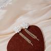Baroque White Flower Stud Earrings with Micro-Paved Diamonds, Tassel Pearls & Water Drop Design