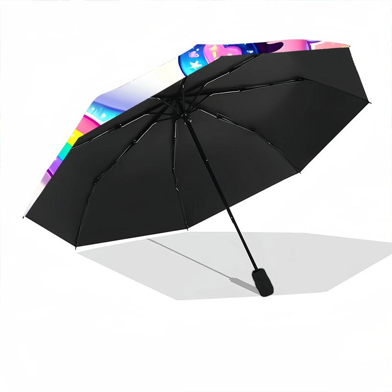 1pc Cartoon cute fantasy unicorn Umbrella Portable Folding Umbrella Iron Frame Hole Bone Structure Outdoor Home Umbrella