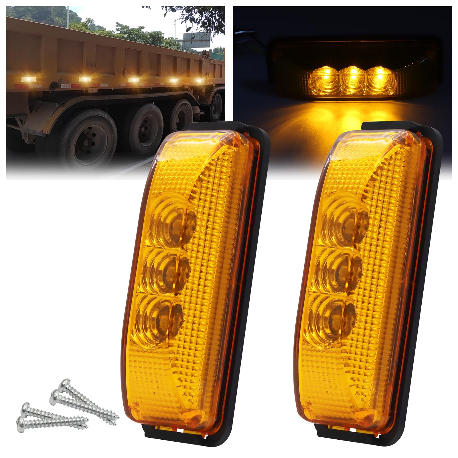 

Ygmylandbb LED Truck Side Marker Lamp, 24V, , 3-LED Side Light, Car Width Light, 4 pieces жёлтый