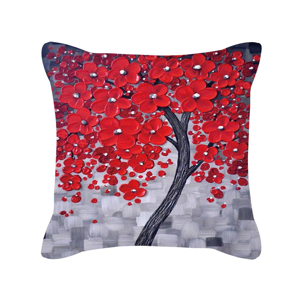 Ins Nordic Oil Painting Color Tree Sofa Pillow Cover Cushion Cushion Cover New Household Products