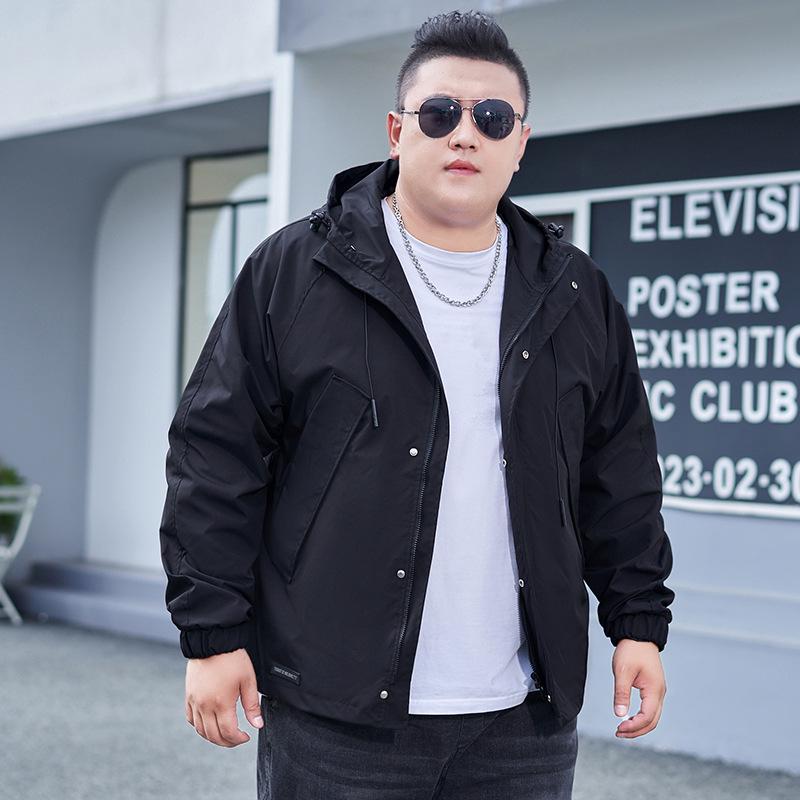 Men's Plus Size Trendy Hooded Windbreaker Jacket - American Workwear Outdoor Casual Mountaineering Apparel