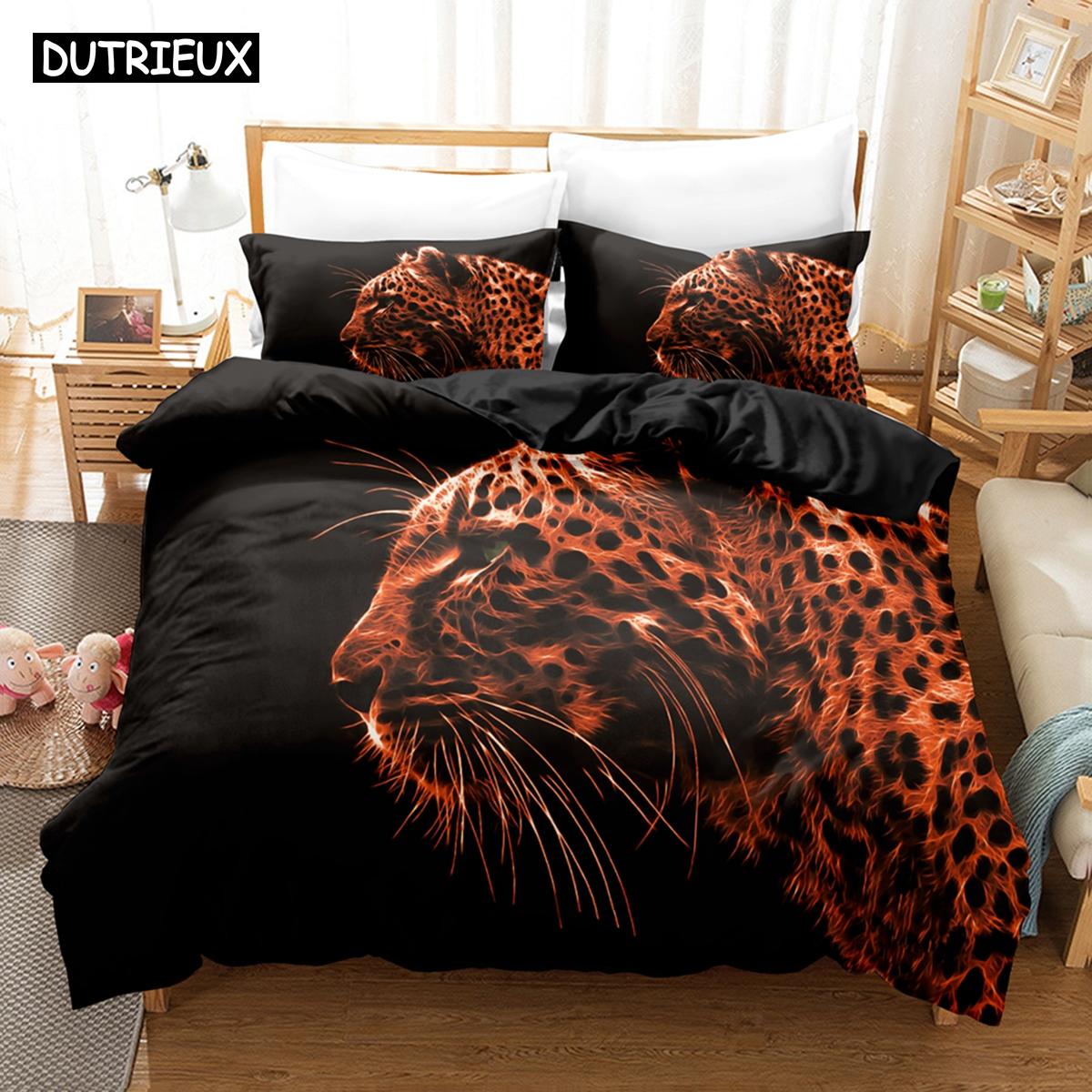 

3D The Leopard Постельное белье Пододеяльник Комплект с наволочкой Твин Полный Queen King Постельное белье Постельное белье EU single(135x200cm)