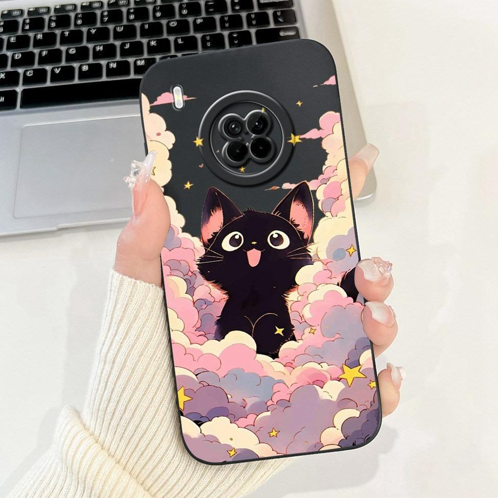 For Huawei Y9A Case Cover Luxury Fashion Flowers Kawaii Cute Cat Shockproof Phone Case For Huawei FRL-22 FRL-23 FRL-L22 FRL-L23