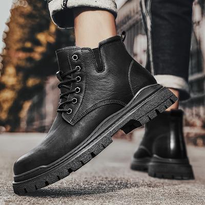 Bottes décontractées pour hommes, automne-hiver, semelle épaisse, bottes d'extérieur polyvalentes, chaussures formelles de luxe en cuir pour hommes, bottines faites à la main