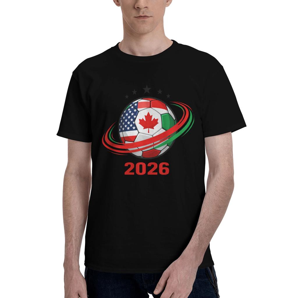 Custom Trendy 2026 Football Soccer Cups T Shirt Unisex Short Sleeves Pure Cotton Tshirt Casual Usa Canada Mexico Tees Tshirts