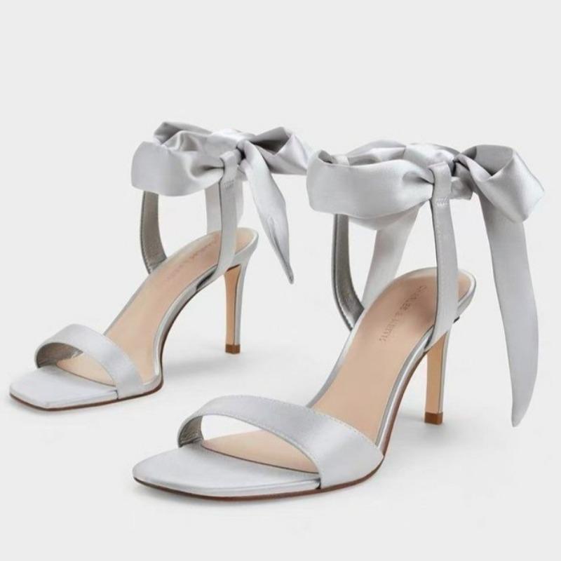 Fashion Temperament Stiletto Sandals Summer New Round Head Open Toe Butterfly Knot Ribbon Anti-slip Wear-resistant High Heels