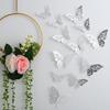 3D Three-dimensional Hollow Butterfly Wall Sticker Wall Decoration Living Room Wall Arrangement Metal Texture Creative Sticker