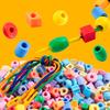 Rainbow Lacing Beads for Toddlers Color and Shape Sorter Fine Motor Skills Early Learning Montessori Toys for Preschool Kids