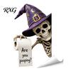 Creative Halloween Wall Murals Bathroom Sticker, Cute Ghost Witch Cat Toilet Decal, Spooky Pattern Decor Skeleton Are You Pooping Sticker for Humorous