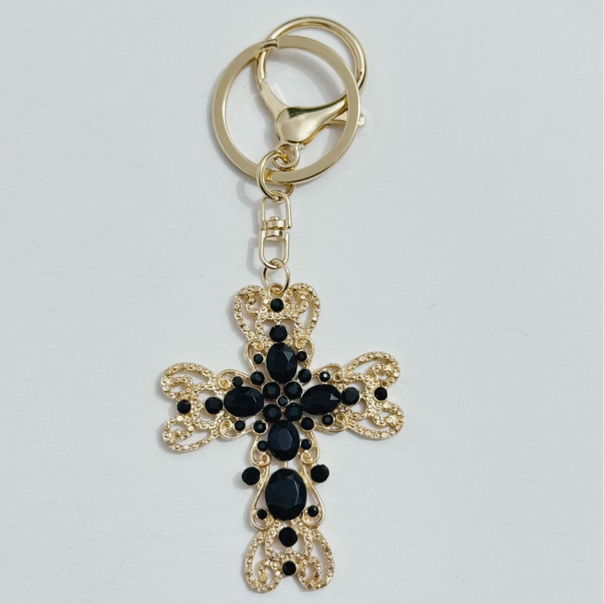 Ключница и подвеска на сумку со стразами в виде креста – Милый женский подарок