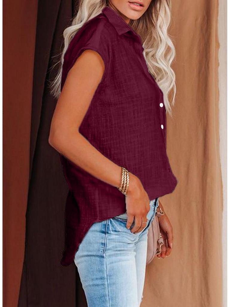 Summer 2026 Solid Color Single-Breasted Sleeveless Lapel Shirt