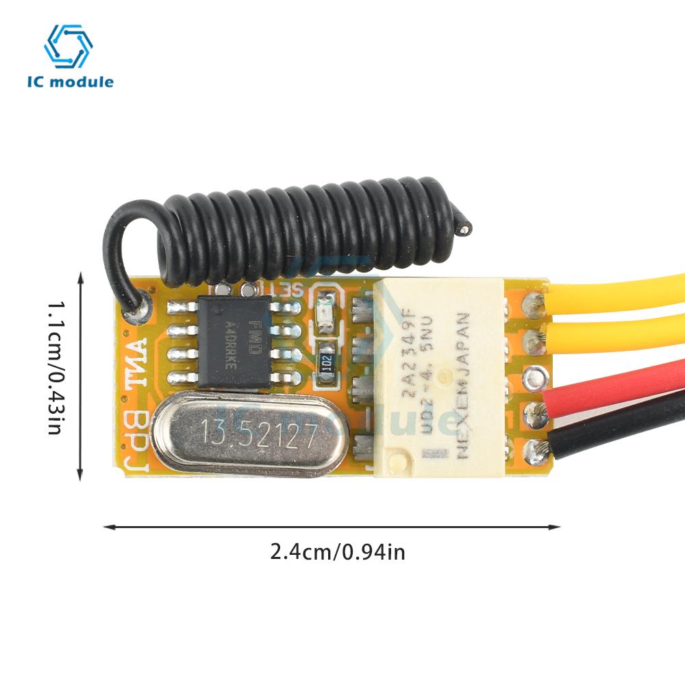 DC 3.5-12V Mini RF Remote Switch 433MHZ Miniature Contact Relay Remote Control Switch N/O N/C On-Off Receiver