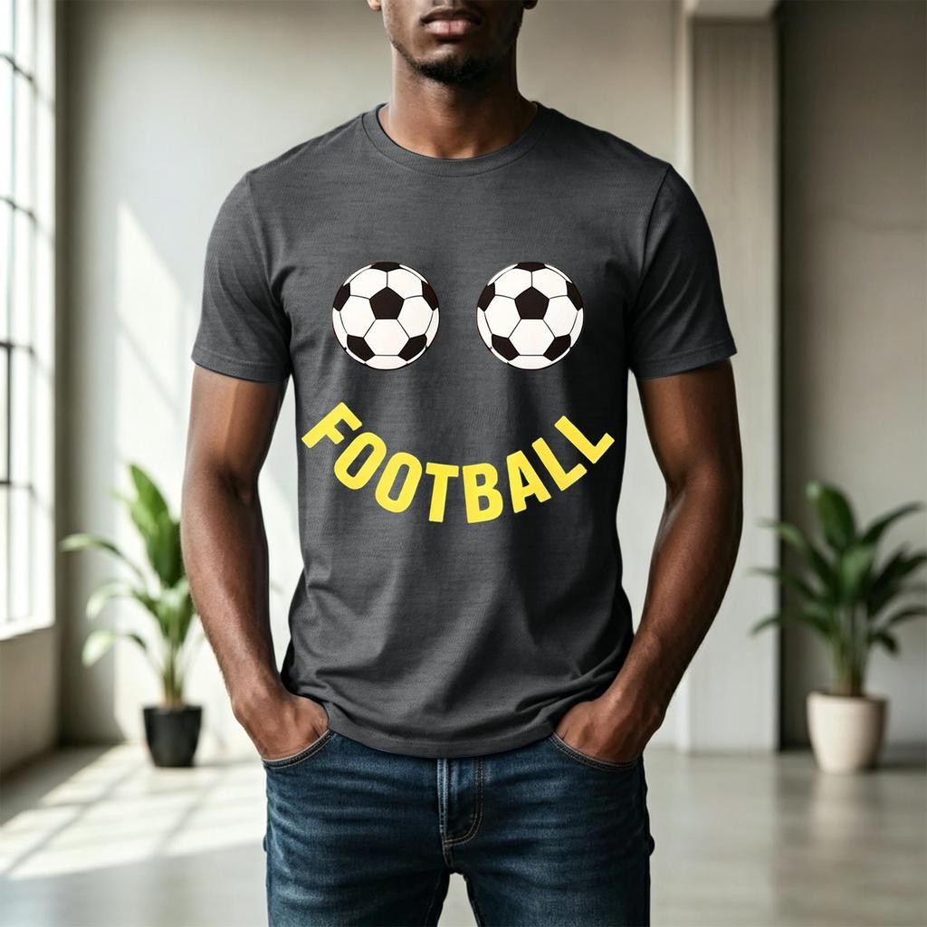 Men's Short Sleeve Crew Neck T-Shirt with Football Print Graphic Casual Fit Comfortable Soft Fabric Lightweight Design